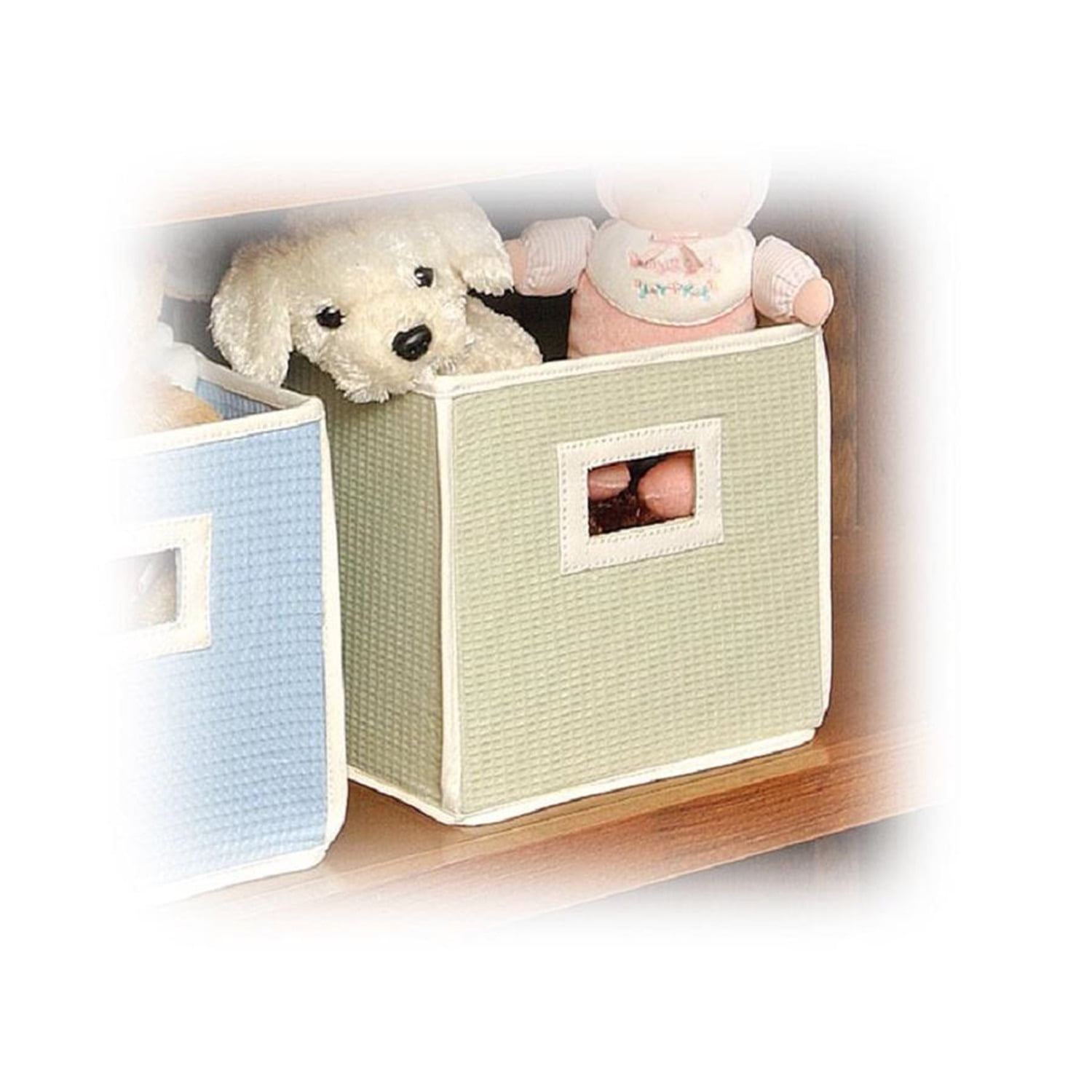 Folding Nursery Basket/Storage Cube-Fabric:Sage Gingham