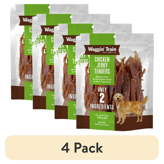 (4 pack) Waggin' Train High Protein Chicken Jerky Dog Treats,  30 oz. Pouch