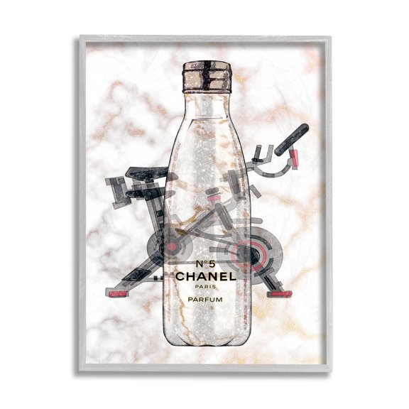 Stupell Industries Athletic Fashion Sports Bottle Exercise Bike Detail Grey Framed, 11 x 14, Design by Ziwei Li