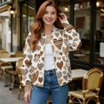 thumbnail image 2 of COEQINE Women's Short Bomber Jacket Zip Up Loose Fit Short Jackets Loose Fit Stand Collar Cropped Coats 2025 Fall Fashion Varsity Shacket Y2k Tops, XX-Large, Brown Heart Zebra Leopard Print, 2 of 7