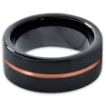 thumbnail image 2 of P. Manoukian Tungsten Wedding Band Ring 8mm for Men Women Black & 18K Rose Gold Plated Center Line Pipe Cut Brushed Polished Lifetime Guarantee Size 11.5, 2 of 4