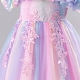 thumbnail image 5 of IBTOM CASTLE Girls Formal Dress Kids Party Wedding Party Birthday Princess Dresses Ball Gown Daughter Dance Dresses Sparkly Round Neck Lace Tiered Tulle Flower Girl Dress 7-8 Years Rainbow Pink, 5 of 7