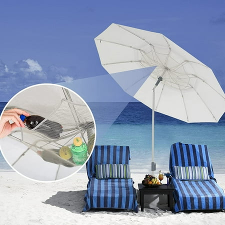 6.5FT Beach Umbrella with Storage Net, Portable SPF 50+ Sun Protection Beachs Umbrella with Anchor, Tilt, Carry Bag, Sunshade Umbrella for Sand Travel Beach