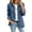 Dark Blue, variant on Stralyhd Jean Jackets for Women Ruffle Double Button V-Neck Top Long Sleeve Casual Denim Jacket Fall Winter Jean Coat White L