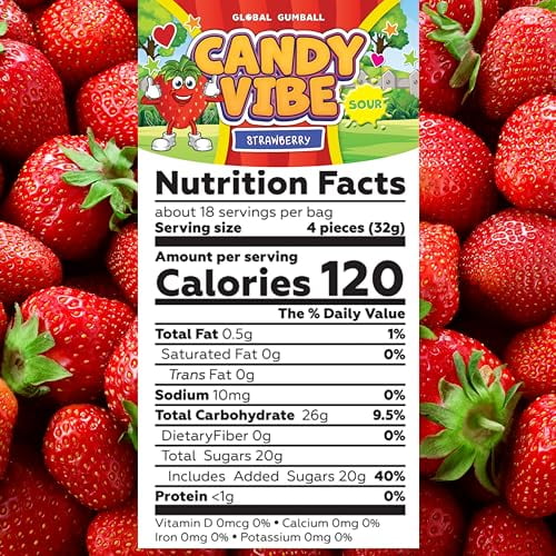 Sour Candy - Strawberry Candy Belts - 1.3 Lb Sour Candy Belts in Bag - Bulk Sour Ribbons - Sour Candy Ribbons