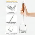 thumbnail image 5 of Stainless Steel Potato Masher Kitchen Avocado Tomato Fruit Vegetable Smasher Heavy Duty Fruit Puree Utensil for Cooking-D, 5 of 8