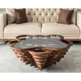 thumbnail image 4 of Papella Model Cloud Brown Wooden Coffee Table with Glass Rustic Table Mesa de centro Natural Walnut Color Center table, 4 of 5