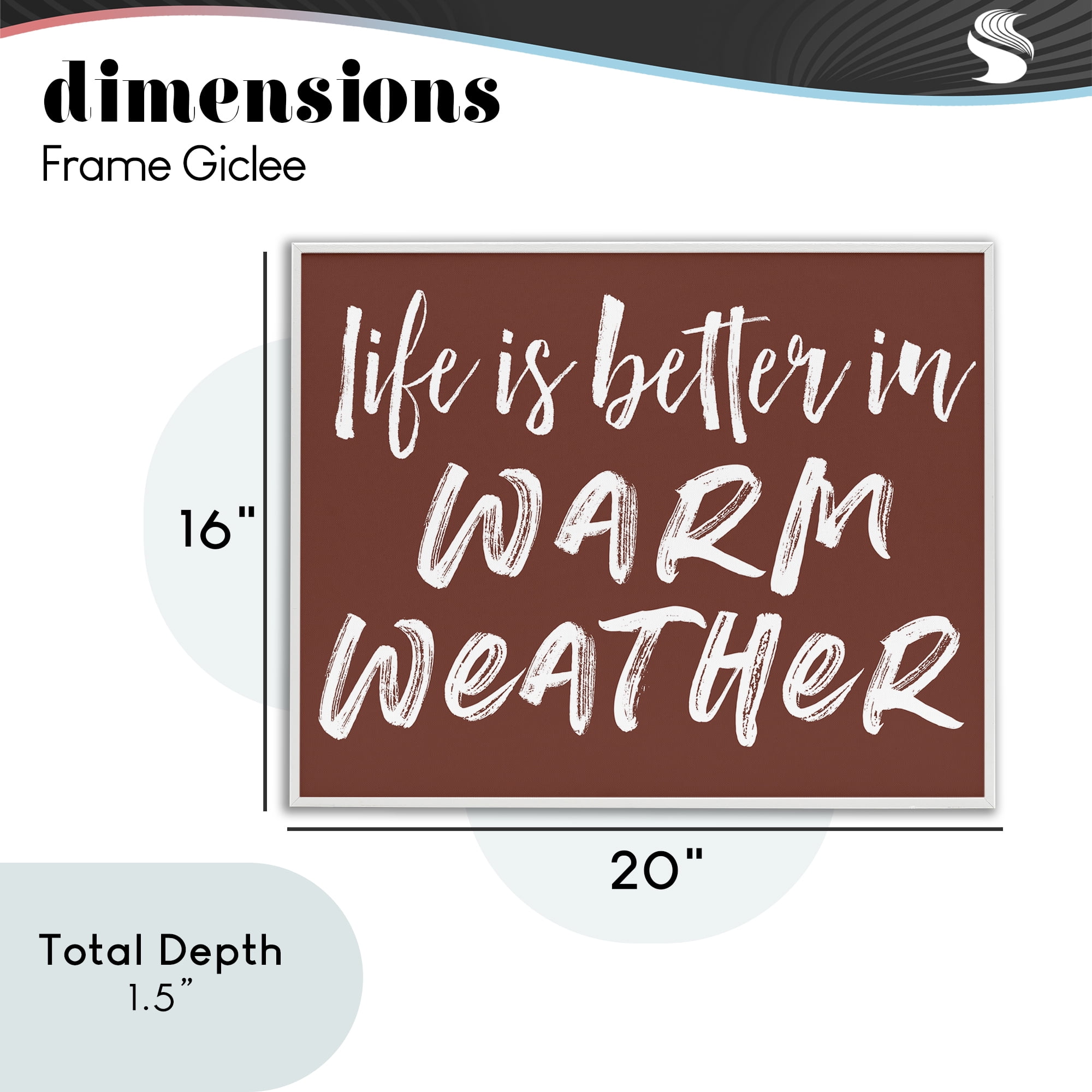 Life Is Better In Warm Weather White Framed Giclee Art, design by Lettered and Lined