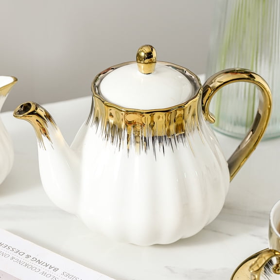 850ml Ceramic Teapot With Removable Infuser Lid Porcelain Teapot For Loose Tea Or Beverages,White