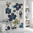 thumbnail image 5 of Navy Blue Green Floral Shower Curtain Set - Standard 72" x 72" Washable Bathtub Curtain with 12 Hooks, Vintage Botanical Leaves Waterproof Fabric Stall Shower Curtains for Bathroom/Bathtub Décor, 5 of 6