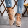 thumbnail image 2 of Modisza Pointed Closed Toe Wedge Sandals for Women Casual Slingback Suede Espadrilles Slip on Walking Shoes for Ladies Work size 6 Beige, 2 of 7