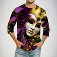 thumbnail image 2 of Jinhomg Mardi Gras T-Shirts for Men Funny 2025 Trendy Carnival Mask Graphic Tees Big and Tall Casual Comfy Short Sleeve Party Tops Streetwear Flash Deals of The Day Gold XXL, 2 of 5