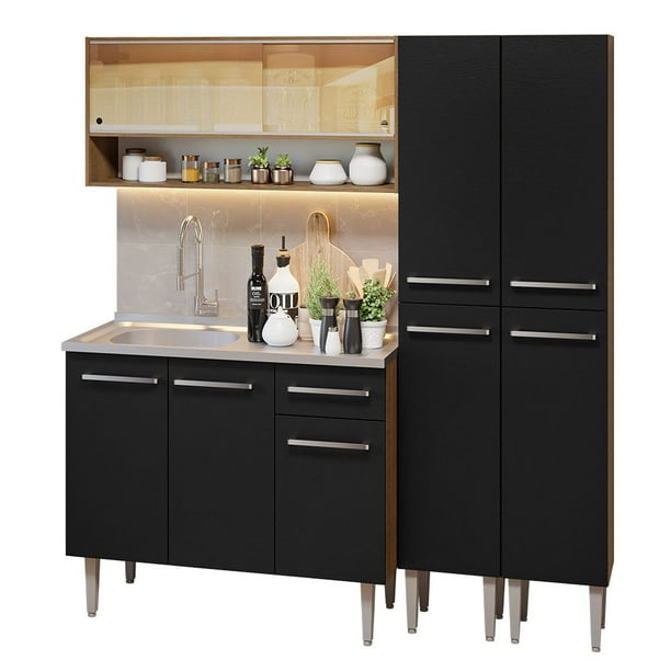 Cocina Integral Completa Modular Madesa Emilly con Tarja MN 169 cm de ancho 186 cm de alto 44 cm de profundidad