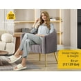 thumbnail image 3 of SEYNAR Oversized Glam Velvet Pumpkin Barrel Accent Chair,Modern Upholstered Cream Side Sofa Armchair for Living Room,Vanity (Grey), 3 of 14