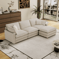 thumbnail image 3 of Lovableguy Oversized Modular Sectional Sofa with Ottoman,L-Shape Corduroy Deep Seat Sectional Couches with Pillows,Fluffy Plush Upholstered Cloud Couch for Living Room Apartment,Beige, 3 of 8
