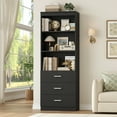 thumbnail image 4 of Homfa 71" Tall Bookcases with 3 Large Drawers & 3 Shelves, Wooden Bookshelf for Living Room Office, Black, 4 of 7