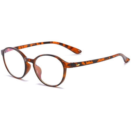 MAGIMODAC Computer Reading Glasses Anti Blue Light Blocking Round Flexible Black Tortoise Eyeglasses Eyewear for Women Men