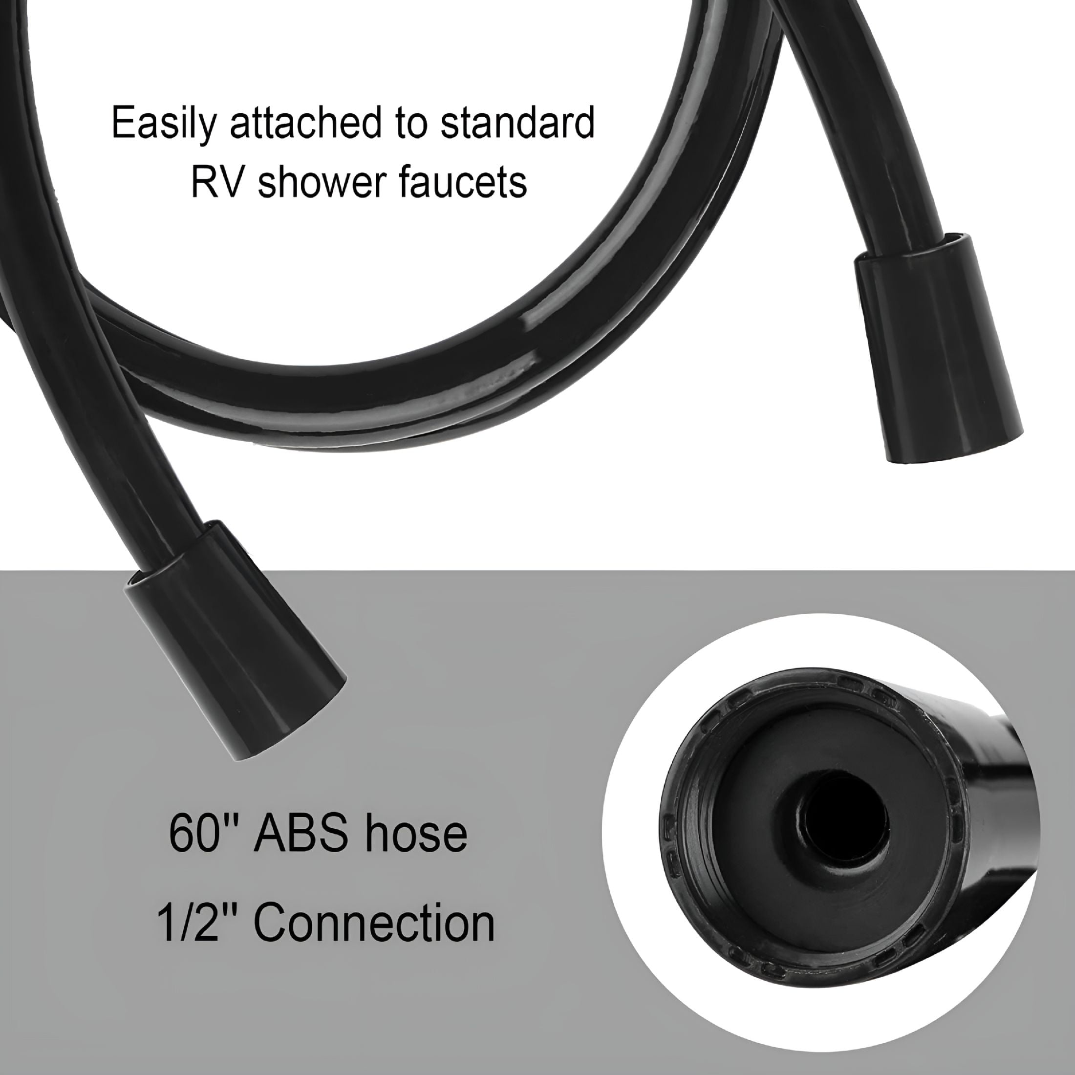 HIBIBUD Rv Shower Head with Hose - Non-Metallic Outdoor Rv Shower Kits Replacement with Pause Function for Rvs, Fifth Wheels, Motor Homes, Travel Trailers, Campers, Boats, Black