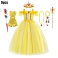 thumbnail image 3 of Disfraz de Cenicienta con temática de princesa Disney para niños y niñas, vestido de lujo para fiesta de cumpleaños, Halloween, Carnaval, traje de Cosplay de Bella, Vesti, 3 of 5