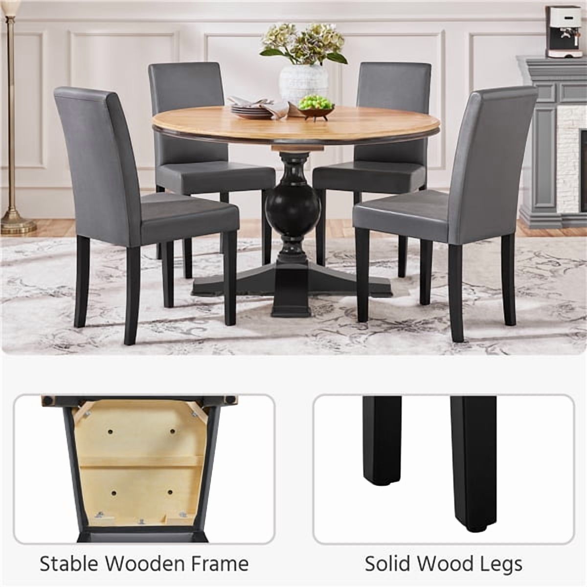 Yaheetech 4pcs Dining Room Chairs High Back Padded Kitchen Chairs, Gray