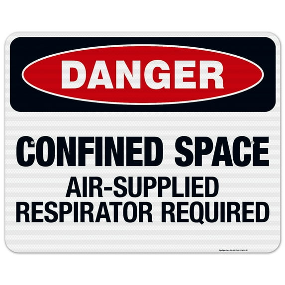 Danger Confined Space Air-Supplied Respirator Required Sign, OSHA Danger Sign, 24x30 Reflective Aluminum EGP