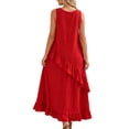 thumbnail image 6 of Blmnix Dresses for Women Flowy Dresses Elegant Peplum Tank Dress Dresses Sleeveless Crew Neck Red Maxi Adaptable Womens Dresses Summer M, 6 of 6