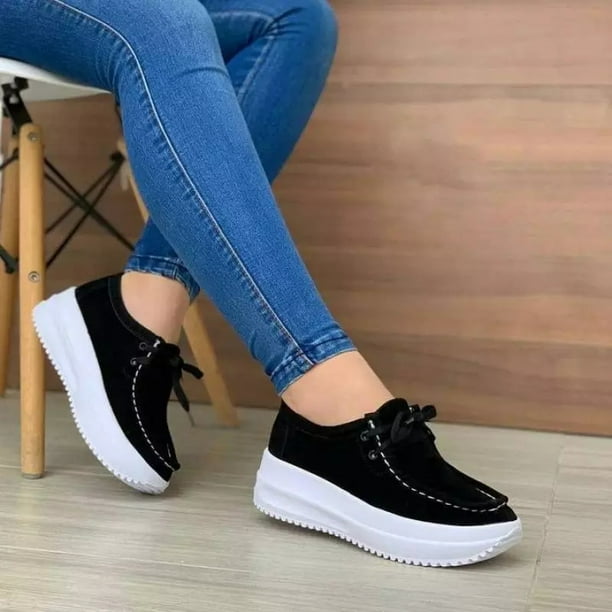 Women's Vulcanize Shoes Fashion Solid Platform Women Shoes Lace-Up