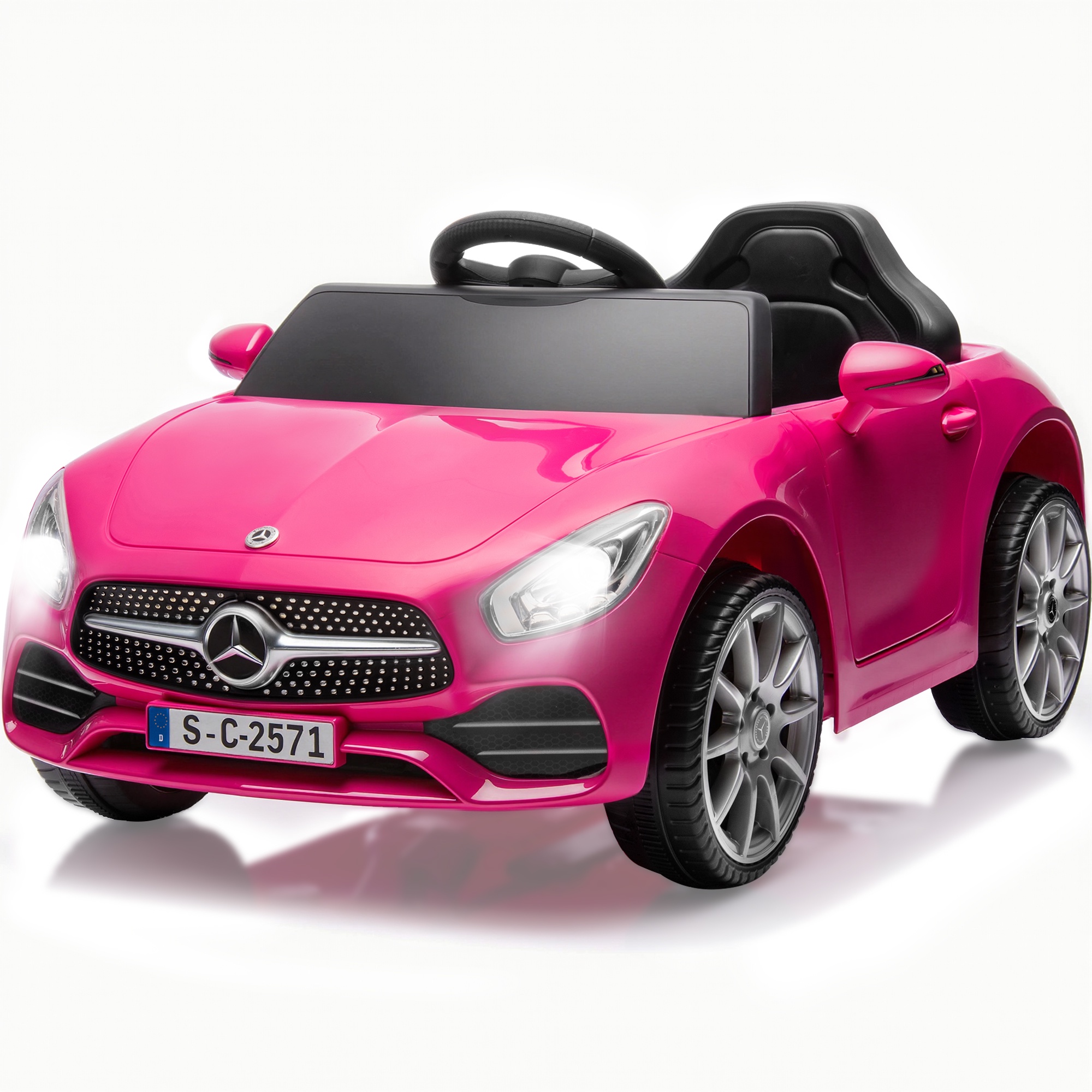 iRerts 12V Electric Ride on Cars, Ride on Building Block Toys for Toddlers with Remote Control, Electric Truck Car/Kart-Switch Freely, Bluetooth, Music, LED Lights, 4 Wheel Suspension, Rose Pink
