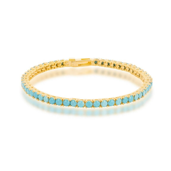 Silver gold plated turquoise tennis bracelet