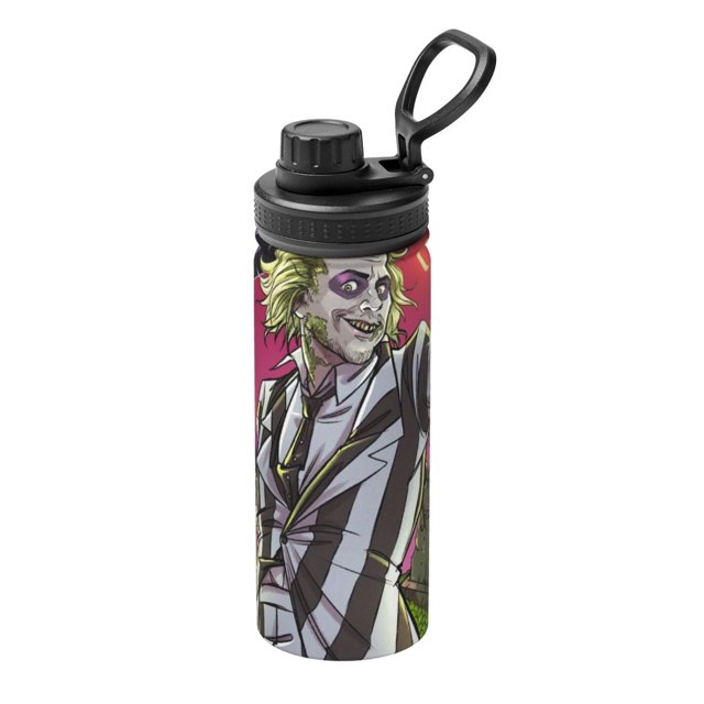 Beetlejuice Sports - Botella de agua aislada de acero inoxidable, portátil, para exteriores, para viajes, fitness, estudiantes, talla única.