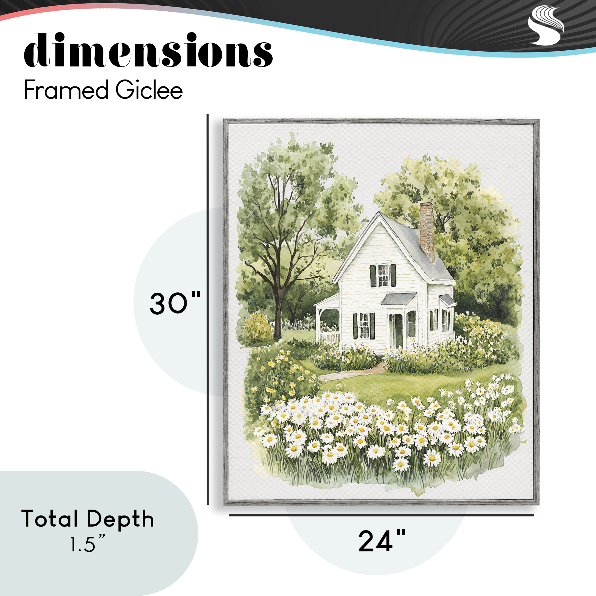 Quaint Countryside Cottage Garden Gray Framed Giclee Art, design by Lettered and Lined