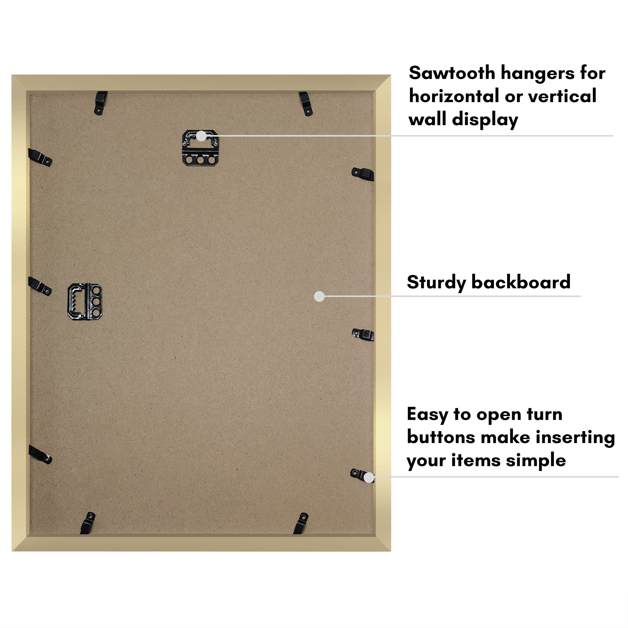 Americanflat 11" x 14"Shadow Box Frame with Shatter-Resistant Glass - Large Shadow Box Display Case for Tabletop and Wall Display - Gold
