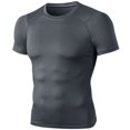 thumbnail image 2 of Ploknplq Men's Compression Shirt Fitness Sports Short Sleeve T-shirt Tight Quick-drying Top Gray L, 2 of 3