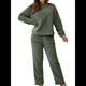 thumbnail image 2 of Pijama de 2 Piezas para Mujer, Conjunto de Ropa de Estar por Casa, Suéter de Punto, Cuello Redondo, Larga, Conjuntos Peludos Verde XL, 2 of 8
