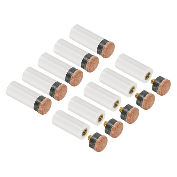 Uxcell 12mm Dia Screwing Billiard Pool Cue Tips with Cue Stick Ferrules Brown White 10 Pairs