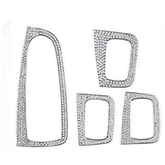 GFDYREE 4 pcs Ice Out Window Switch Button Cover Frame Badge Bling Insert Emblem with Genuine Austrian Crystal Insert for Mercedes Benz C250 C300 C350 New C-Class GLC300 GLC350 GLC63 (Silver