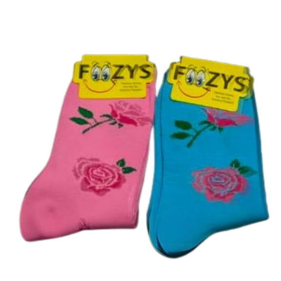 Foozys Women's Crew Socks Roses Themed Novelty Socks 2 pairs in Two Colors