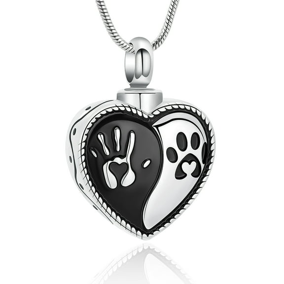 Paw Print Heart Urn Necklace for Ashes Pet Keepsake Memorial Ashes Pet Cremation Jewelry for Ashes