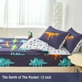 thumbnail image 5 of ZRNBAST 3 Pieces Dinosaur Zipper Comforter Sets, Twin Size Bedding Set for Kids Boys, Soft Cartoon Dinosaurs Print Zip Up Bed Set with Fitted Sheet and Pillowcases(Dark Blue,Twin), 5 of 10