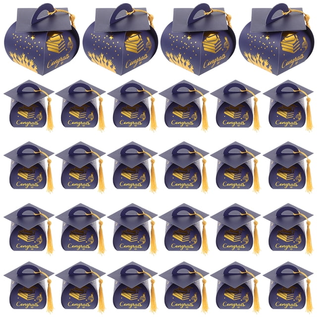 KAKOWELY 50 cajas para birretes de graduación, cajas de dulces con borlas, cajas de golosinas para fiestas de graduación