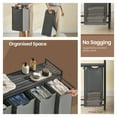 thumbnail image 3 of LEDREM 4-Compartment Laundry Sorter with Shelf, 42.2 Gallon Capacity, Removable Bags & Steel Frame, Slate Gray and Charcoal Gray, 3 of 6