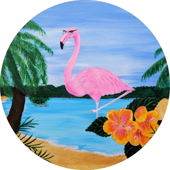 Tire Cover Central Tropical Flamingo Vinyl Spare Tire Cover for 30X9.50X15
