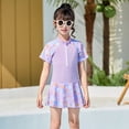 thumbnail image 4 of FASHOFT Rash Guard for Girls One Piece Swimsuit Water Sport Swimsuits UPF 50+ Sun Protection Swim Suit Half Zip Floral Print Bathing Suits Purple 8-9 Years, 4 of 4