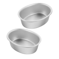 Hemoton 2pcs Pans Bakeware Nonstick Loaf Pans Oval Shape Cakes Pans Aluminum Alloy Cheese Cakes Molds Breads Loaf Pans Bakeware For Kitchen Home Bakery