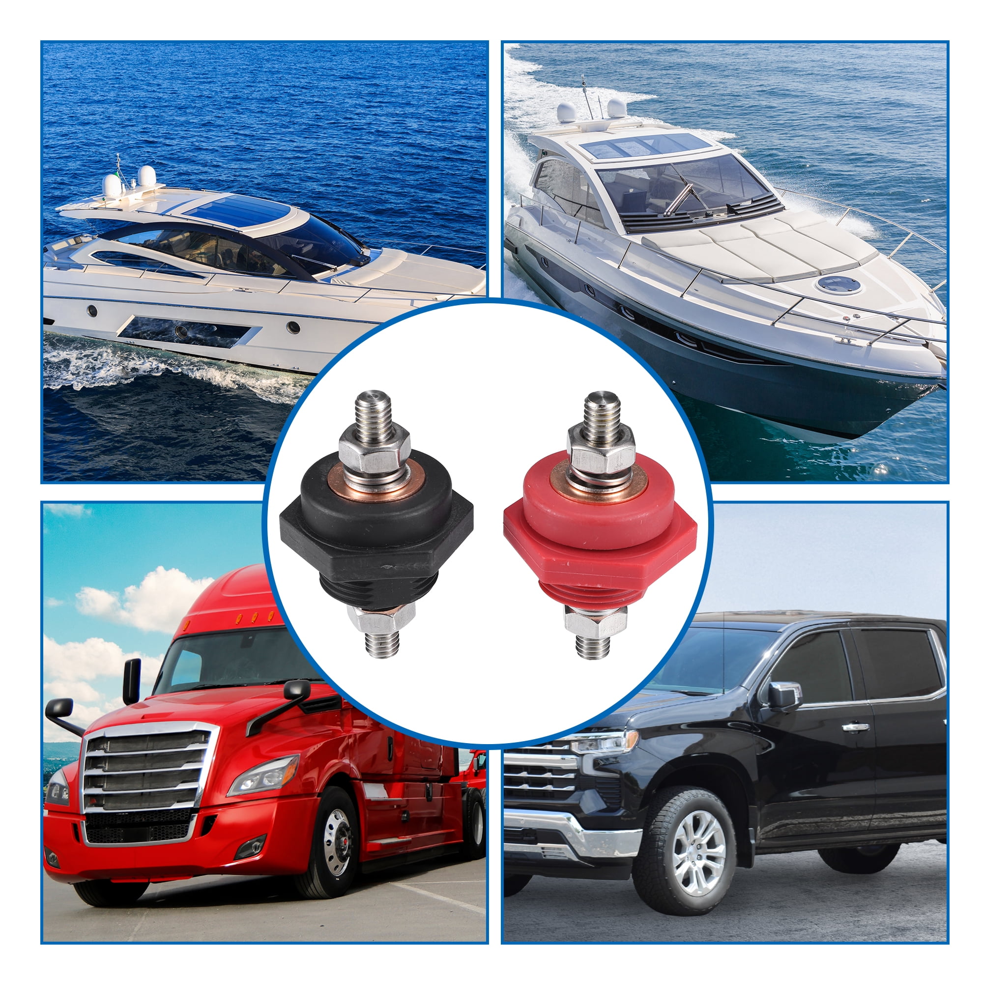 Unique Bargains High Current 3/8" Thru-Panel Battery Terminal Connectors for Cars Boats