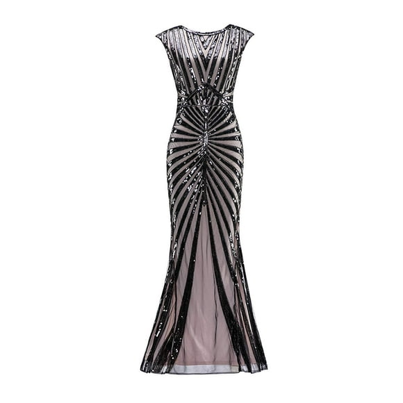 O-MAYEVER 1920s Vintage Dress Sequin Mermaid Formal Long Flapper Gown Great Gatsby Party Evening Dresses Black Pink