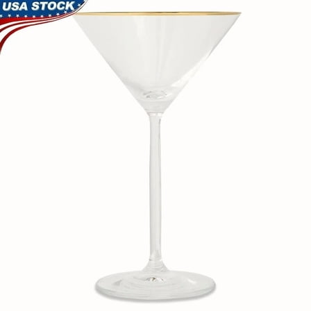 Elegant Gold Rim Martini Glass Home Bar Splash Resistant High Quality Drinkware
