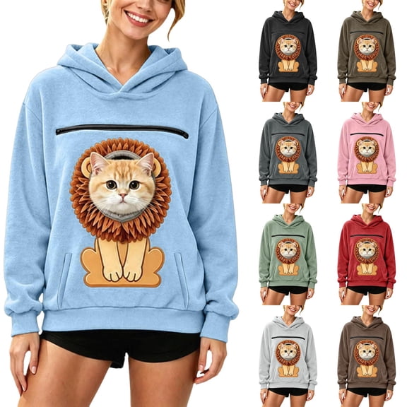 Unisex Pet Pouch Hoodie Pet Carrier Casual Oversized Kangaroo Pocket Pullover Sweatshirt Animal Holder Pet Carrier Hoodie Dog Pouch Sweatshirt