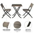 thumbnail image 5 of Outdoor Patio Folding Chair Set, 3 PCS All-weather Rattan Bistro Set, Deck Dining Set Square Table with 2 Foldable Chairs, Modern Wicker Conversation Furniture Set, Ideal for Garden Back Balcony, B800, 5 of 10