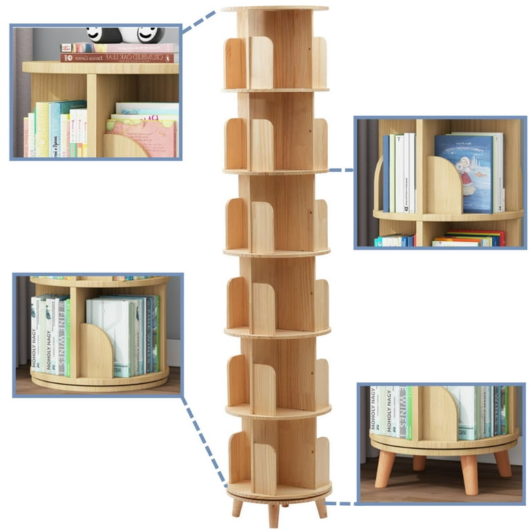  Wood Rotating Book Shelf, Floor Rotating Bookshelf, Multi Layer Rotating  Bookshelf, Suitable for Living Room and Bedroom : Home & Kitchen